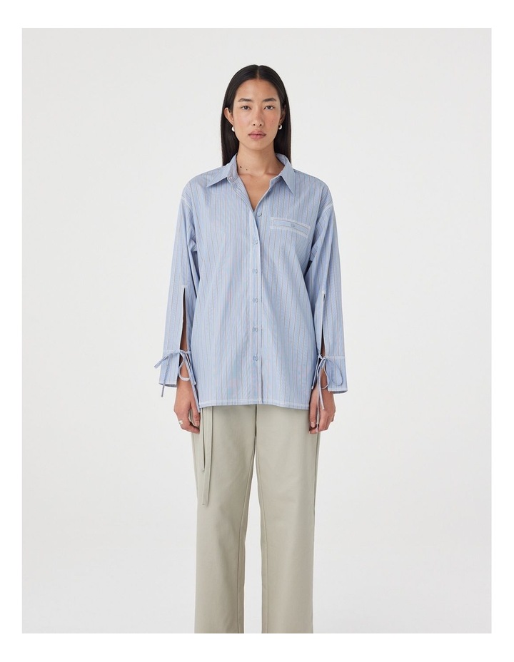 Blair Shirt in Blue Taupe Stripe image 4
