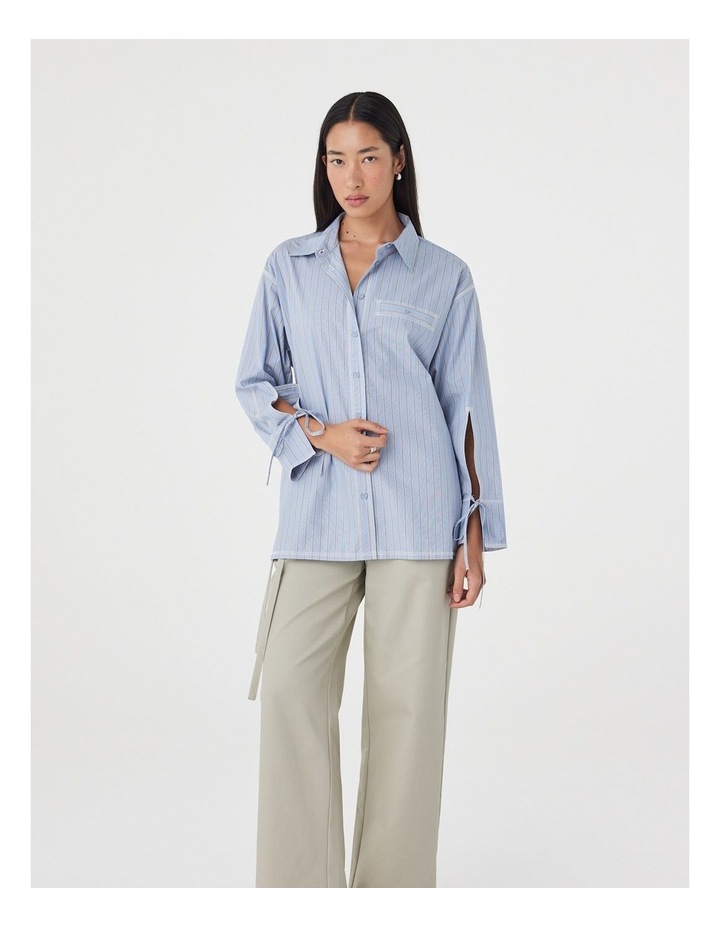 Blair Shirt in Blue Taupe Stripe image 5