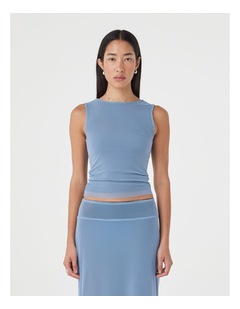 Eden Reversible Top in Pale Blue & Espresso