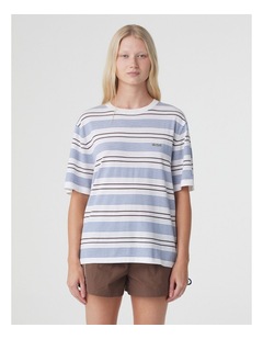 Arcaa Noor Tee in White & Blue Retro Stripe