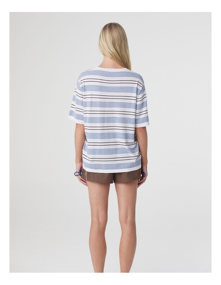 Arcaa Noor Tee in White & Blue Retro Stripe image 2
