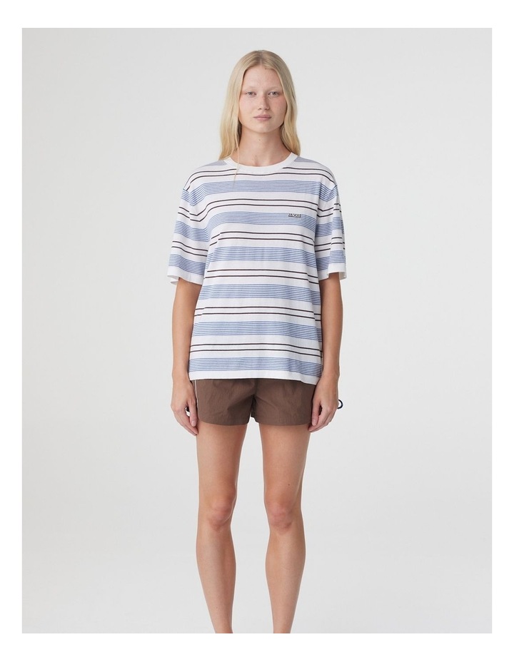 Arcaa Noor Tee in White & Blue Retro Stripe image 3