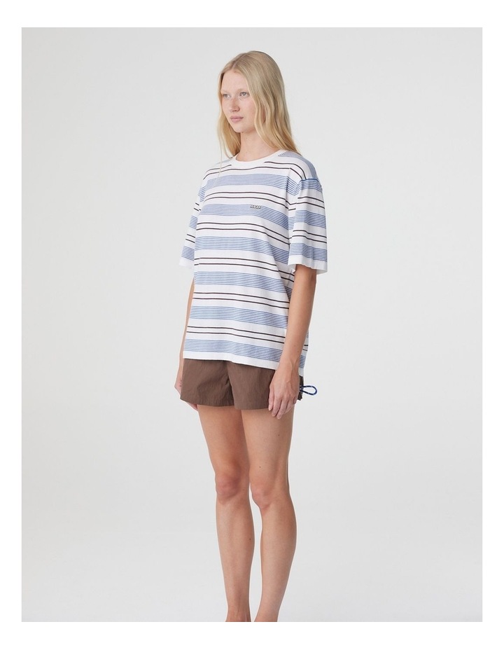 Arcaa Noor Tee in White & Blue Retro Stripe image 4