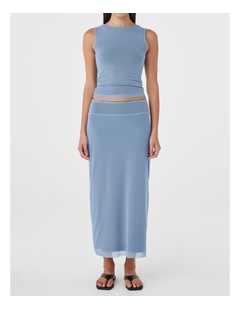Eden Reversible Skirt in Pale Blue & Espresso