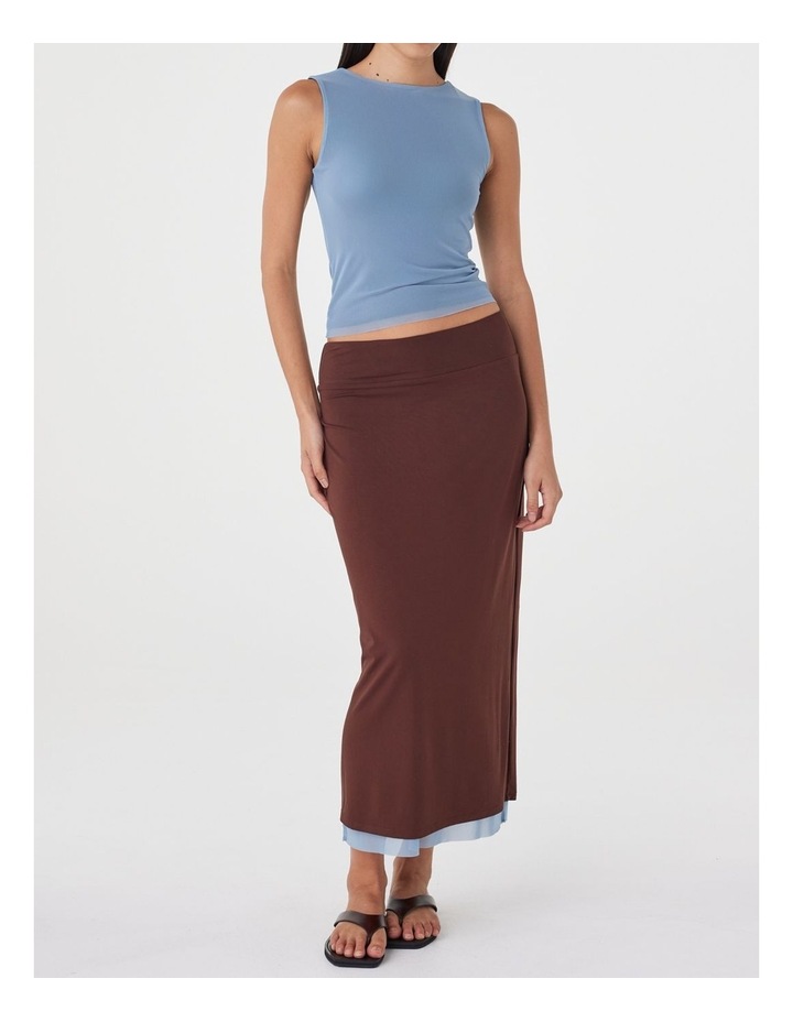 Eden Reversible Skirt in Pale Blue & Espresso image 4