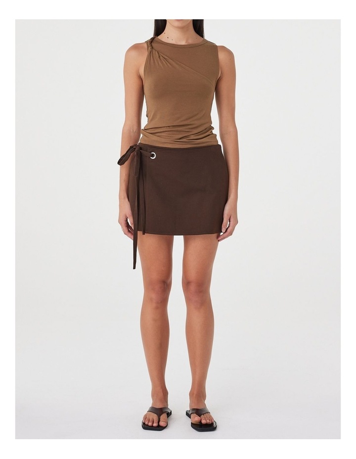 Lucia Tie Mini Skirt in Espresso image 1