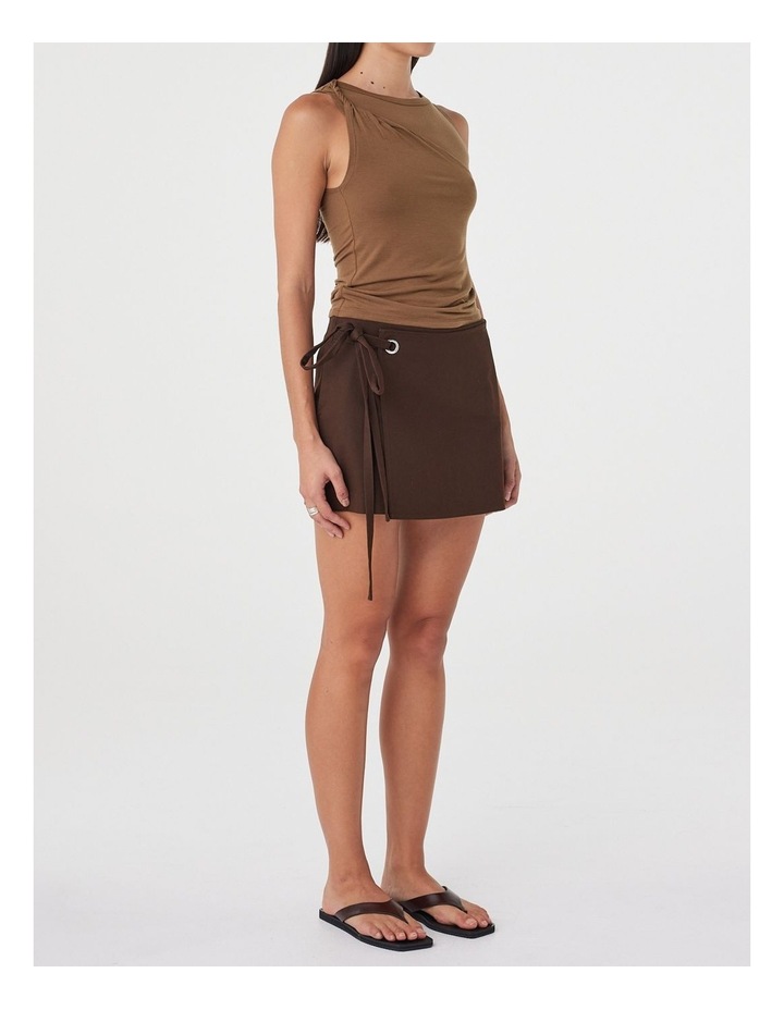Lucia Tie Mini Skirt in Espresso image 3