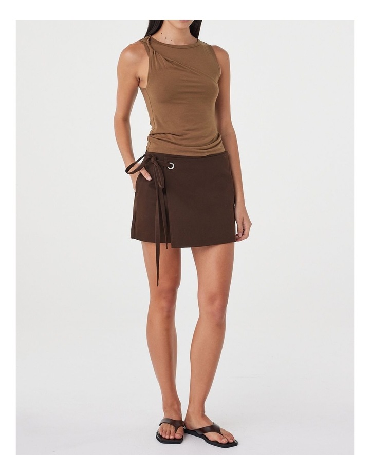 Lucia Tie Mini Skirt in Espresso image 4