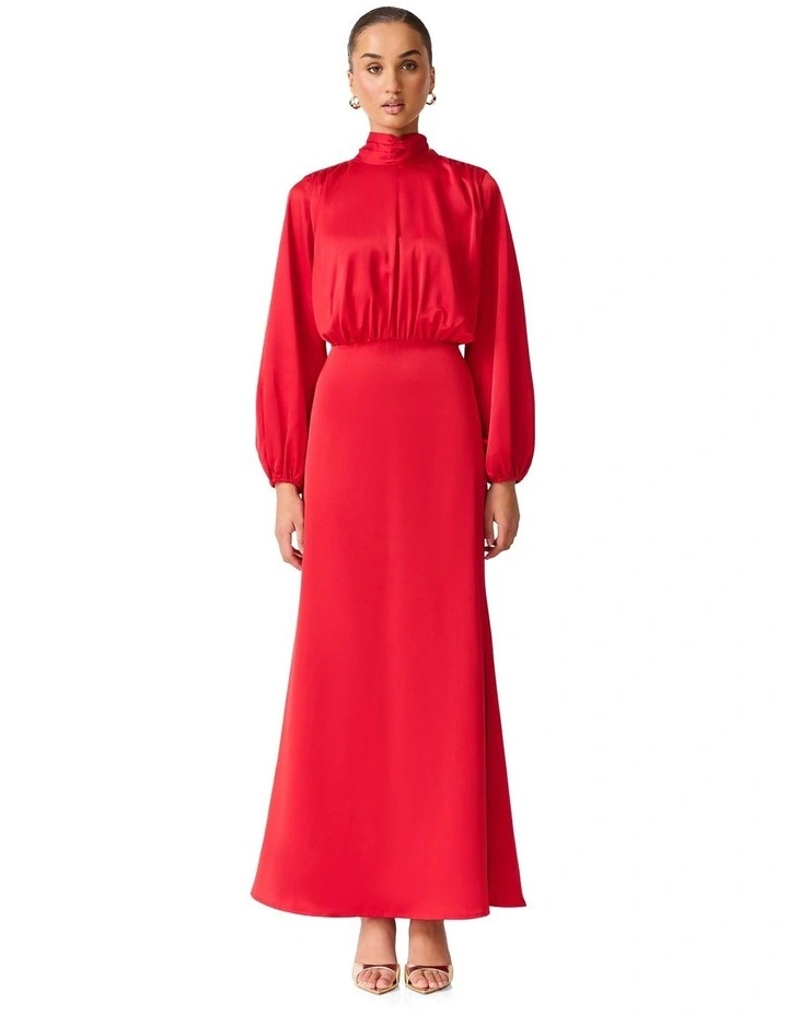 Jacinta Long Sleeve Gown in Red image 1