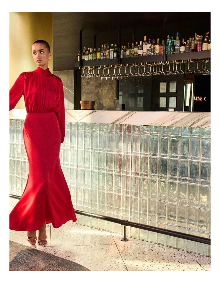 Jacinta Long Sleeve Gown in Red image 3