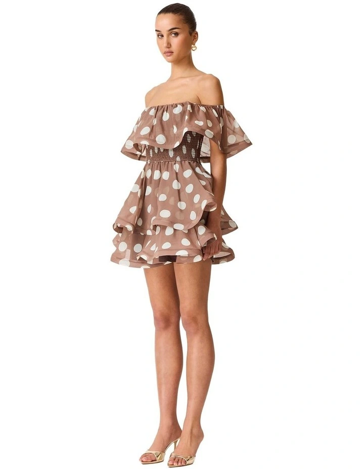 Sola Polka Dot Mini Dress in Brown image 3