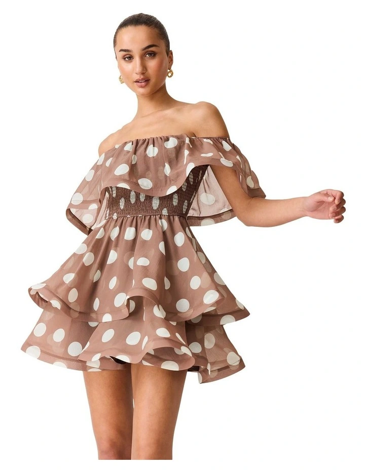 Sola Polka Dot Mini Dress in Brown image 5