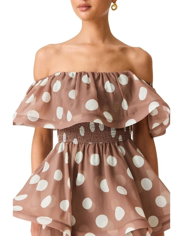 Sola Polka Dot Mini Dress in Brown image 6