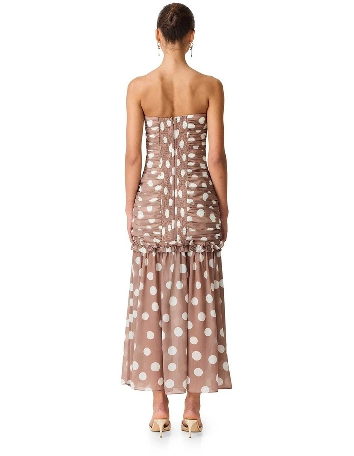 Sola Polka Dot Strapless Gown in Brown image 2