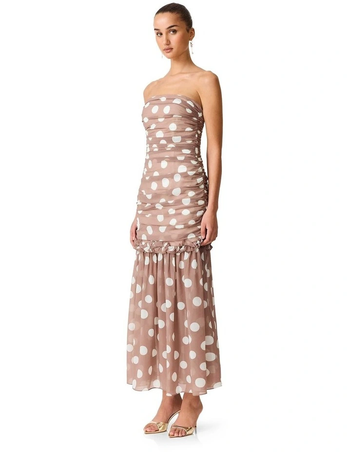 Sola Polka Dot Strapless Gown in Brown image 3