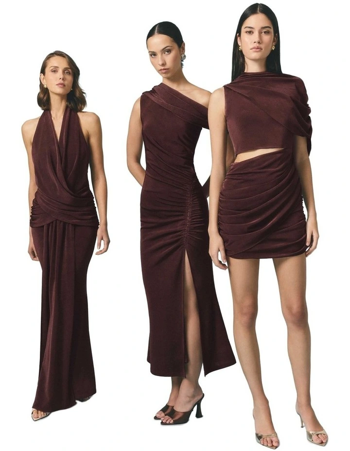 Simone Cowl Neck Gown in Brown image 2