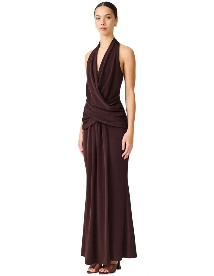 Simone Cowl Neck Gown in Brown image 4