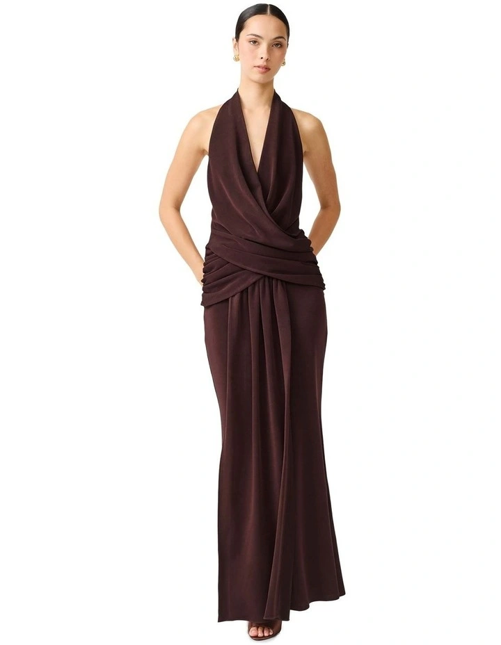 Simone Cowl Neck Gown in Brown image 5