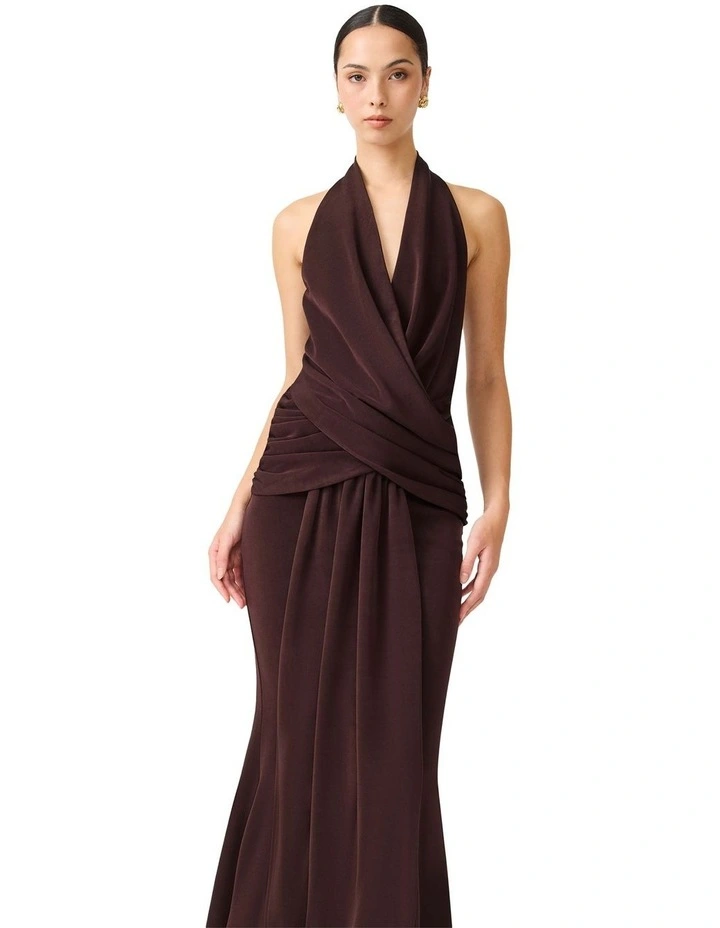 Simone Cowl Neck Gown in Brown image 6