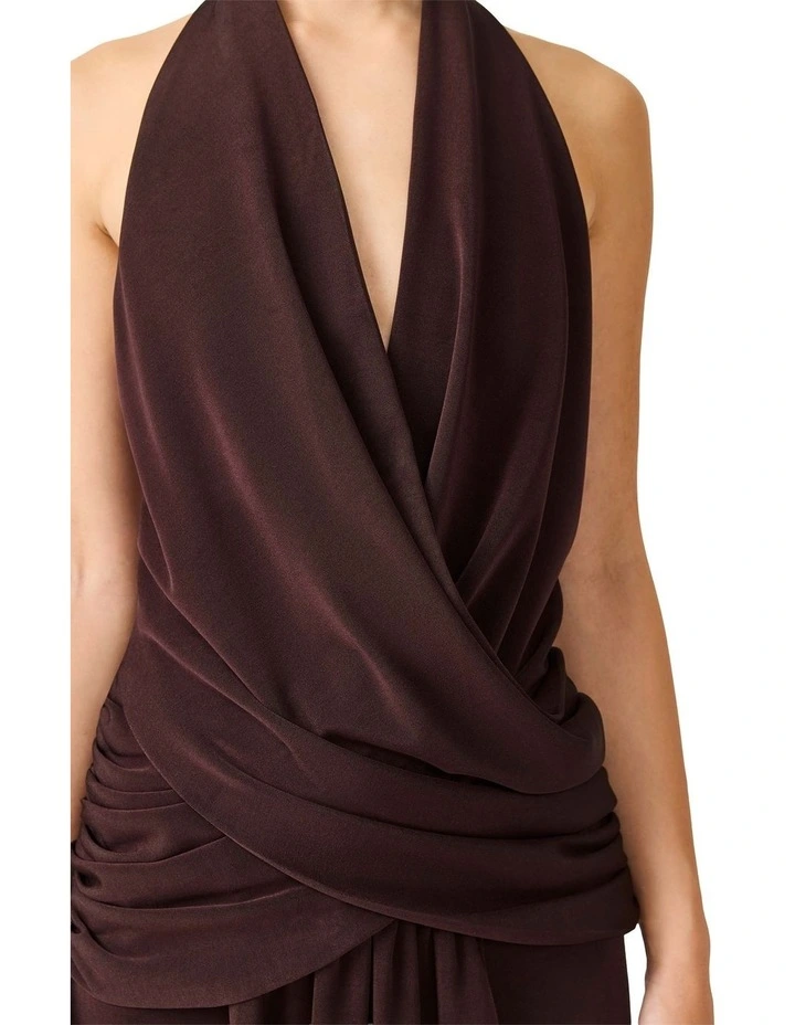 Simone Cowl Neck Gown in Brown image 7