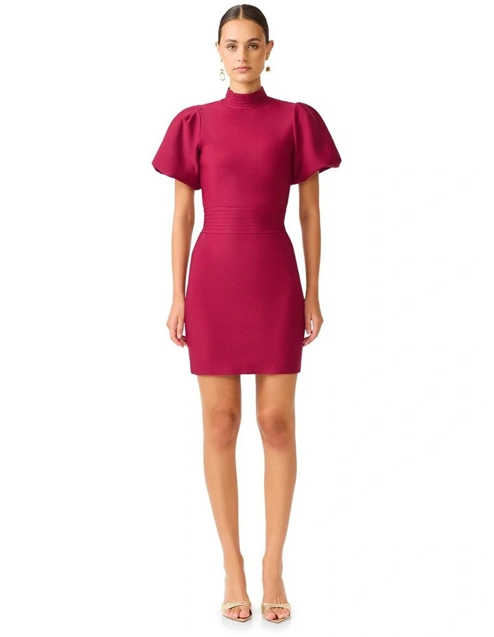 Naomi Puff Sleeve Mini Dress in Red image 1