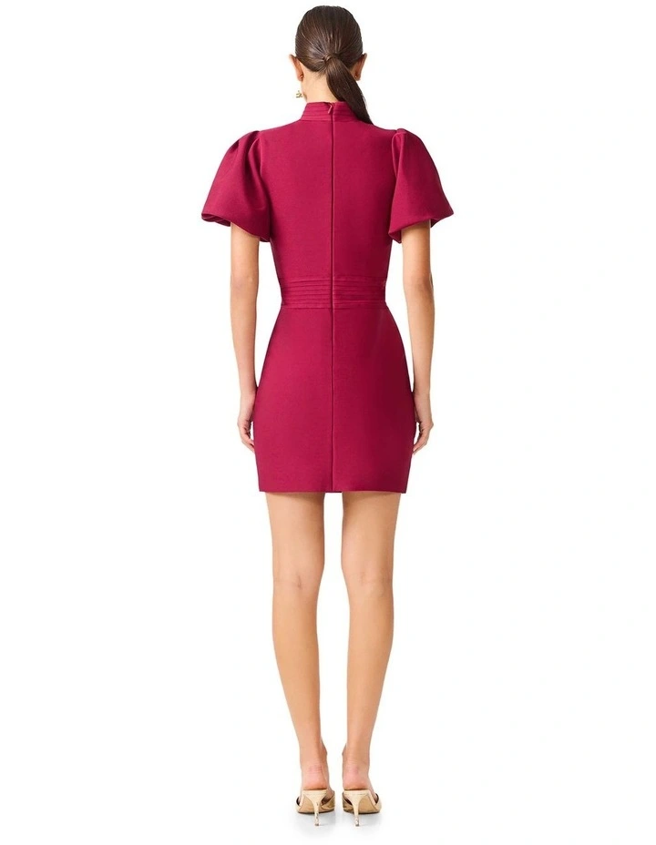 Naomi Puff Sleeve Mini Dress in Red image 2