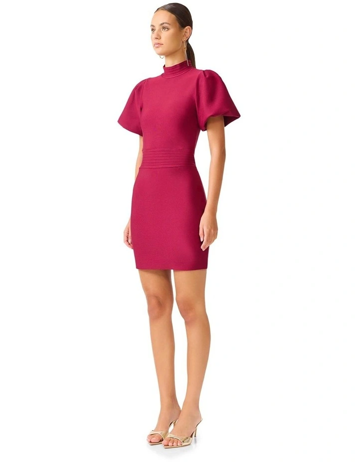 Naomi Puff Sleeve Mini Dress in Red image 3