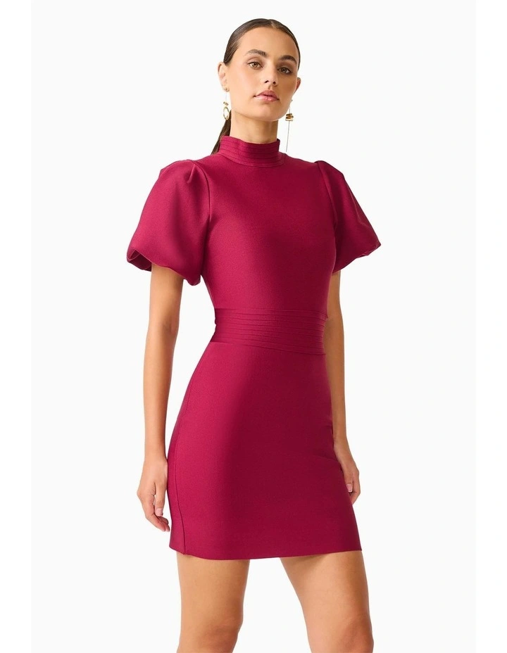 Naomi Puff Sleeve Mini Dress in Red image 5