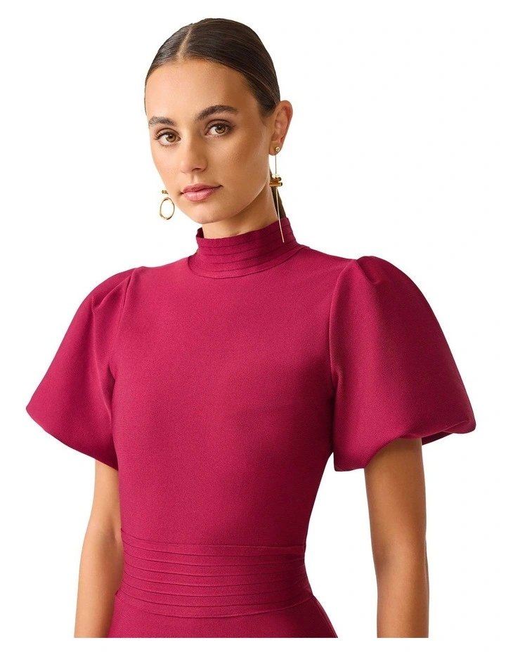 Naomi Puff Sleeve Mini Dress in Red image 6