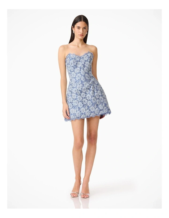 Clarisse Tulip Mini Dress in Steel Blue image 4