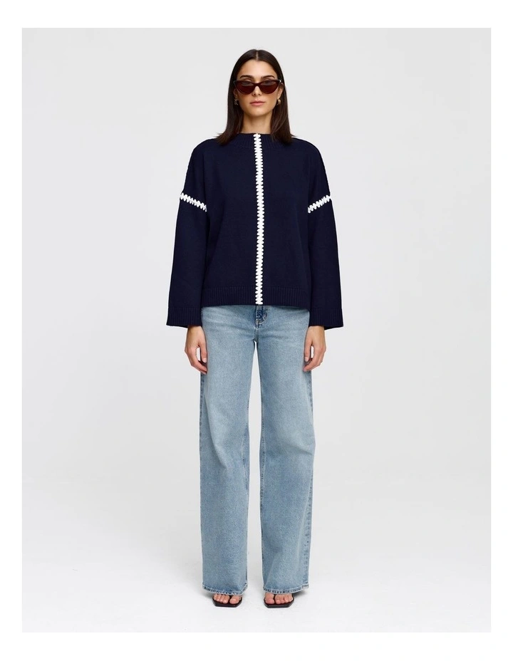 Lottie Knit Jumper in Navy image 1