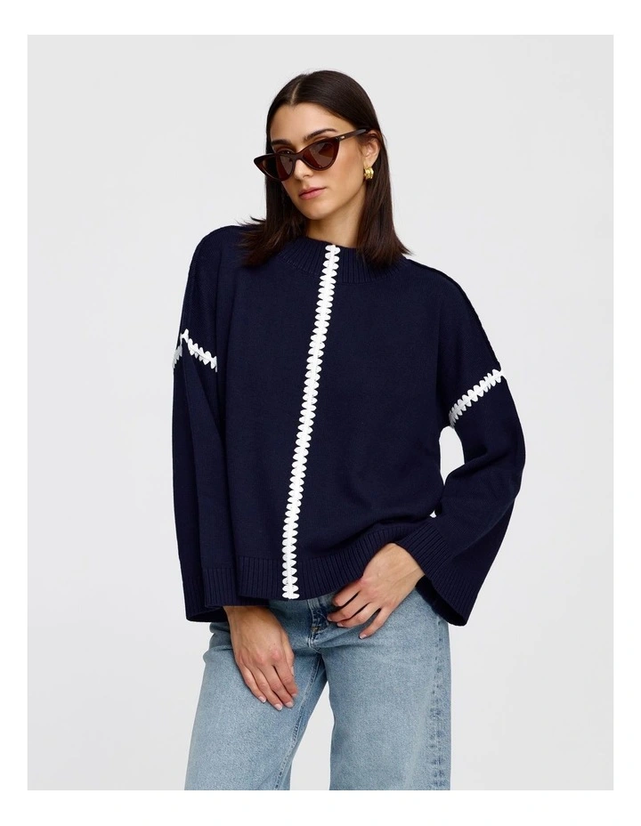 Lottie Knit Jumper in Navy image 3