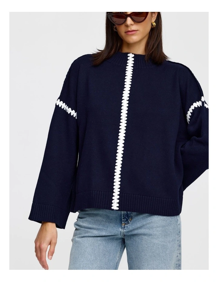 Lottie Knit Jumper in Navy image 4