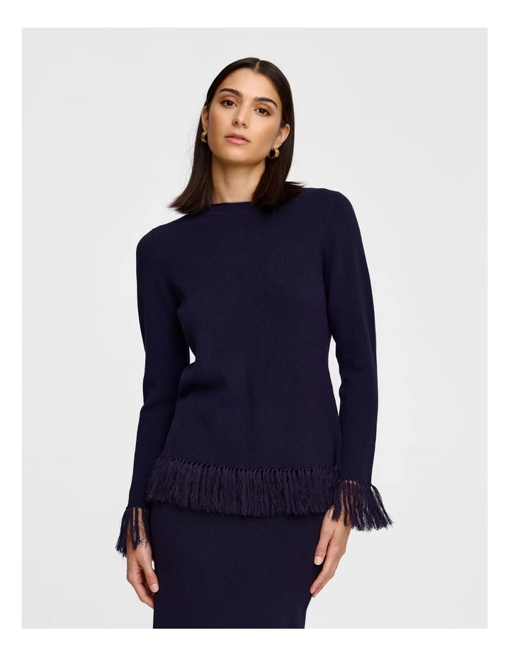 Marigold Knit Top in Navy image 3