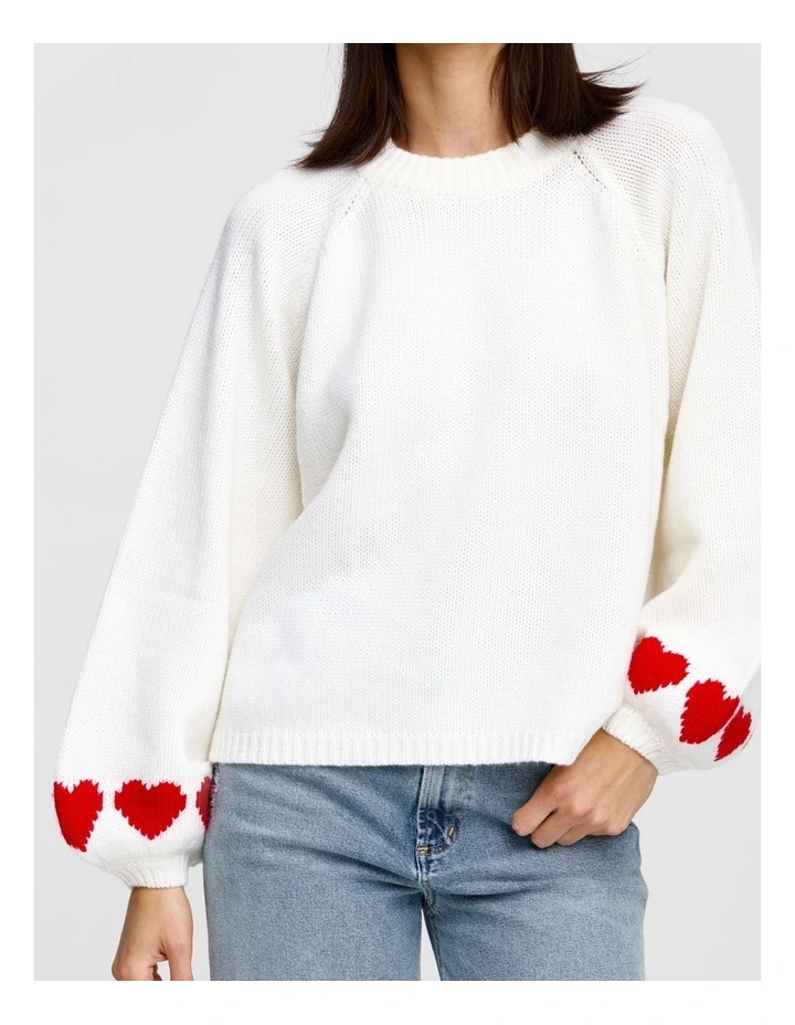Cherie Hearts Knit in White image 4