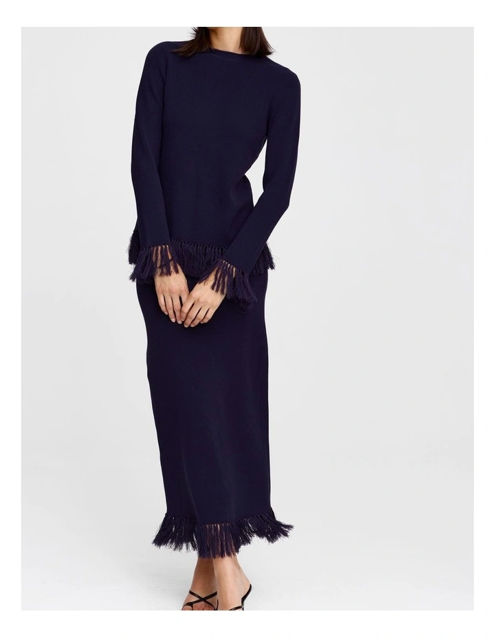 Marigold Knit Skirt in Navy image 3