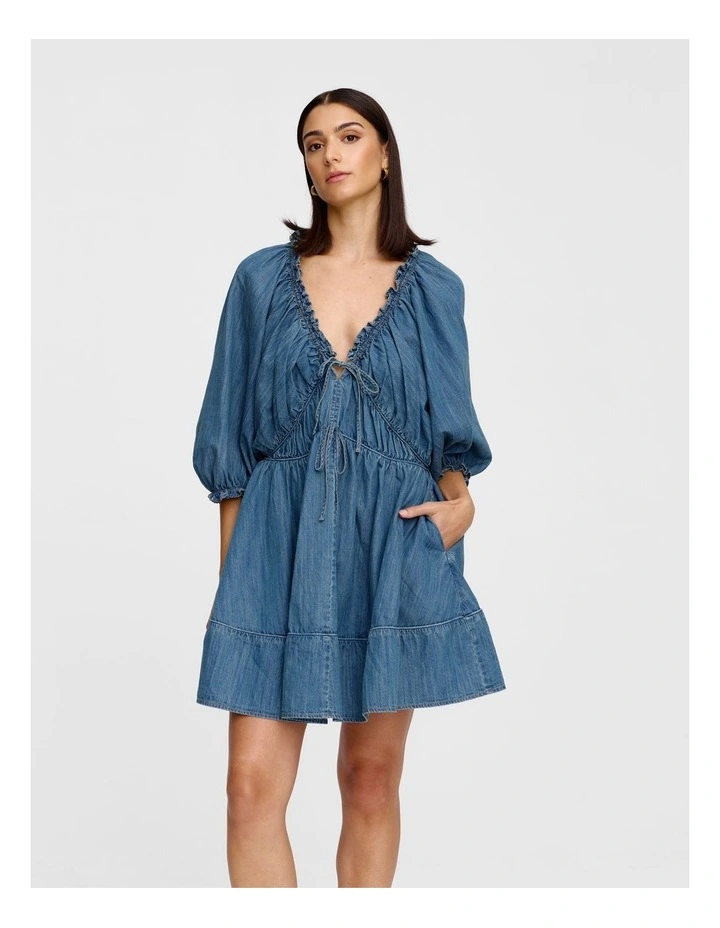 Pia Mini Dress in Blue image 3