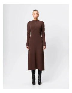 Windsor Midi Dress in Brown