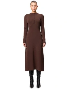 Windsor Midi Dress in Brown