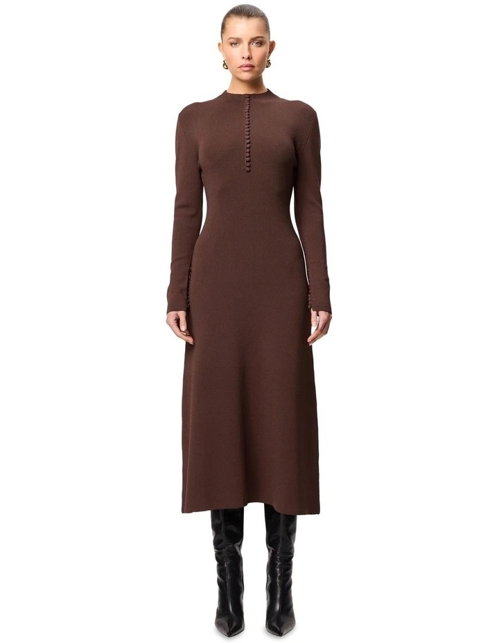 Windsor Midi Dress in Brown image 1