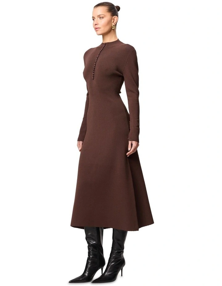 Windsor Midi Dress in Brown image 2
