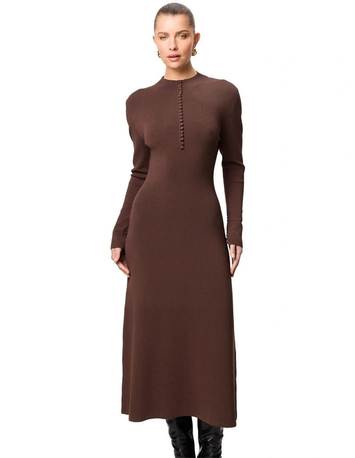 Windsor Midi Dress in Brown image 3