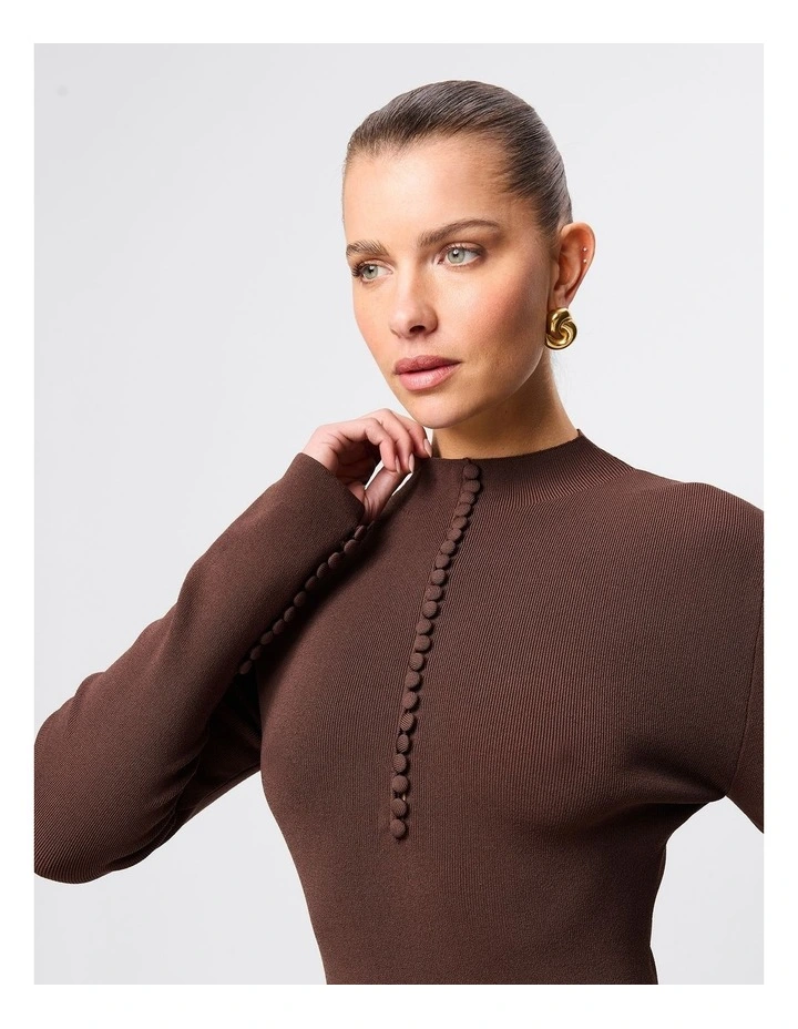 Windsor Midi Dress in Brown image 4