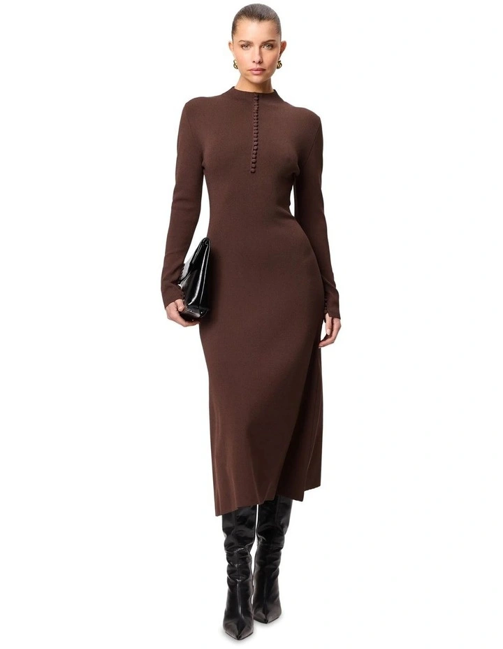 Windsor Midi Dress in Brown image 4