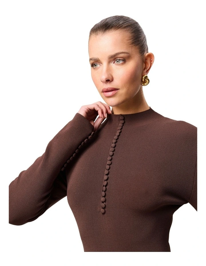 Windsor Midi Dress in Brown image 5