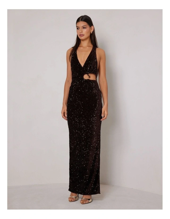 Leila Maxi Dress in Brown image 1