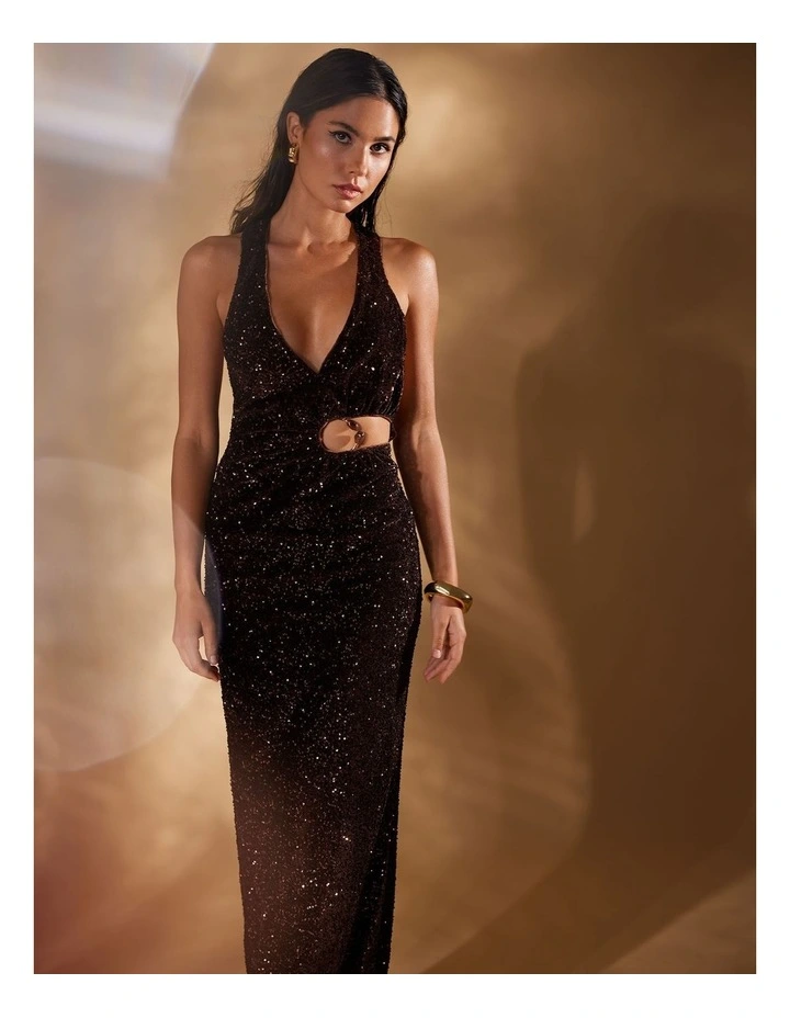 Leila Maxi Dress in Brown image 3
