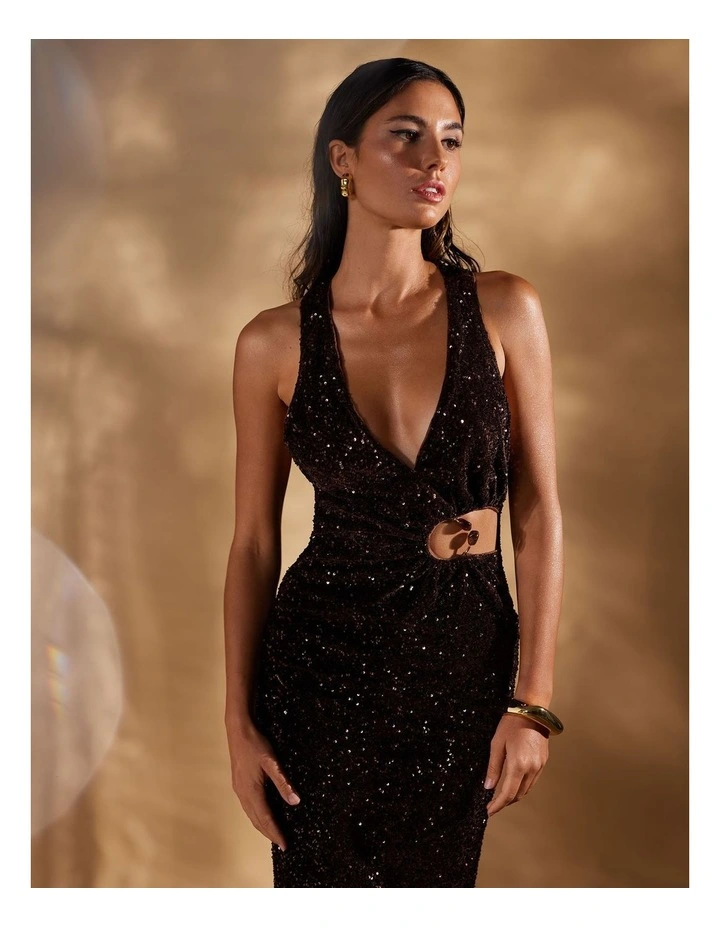 Leila Maxi Dress in Brown image 4