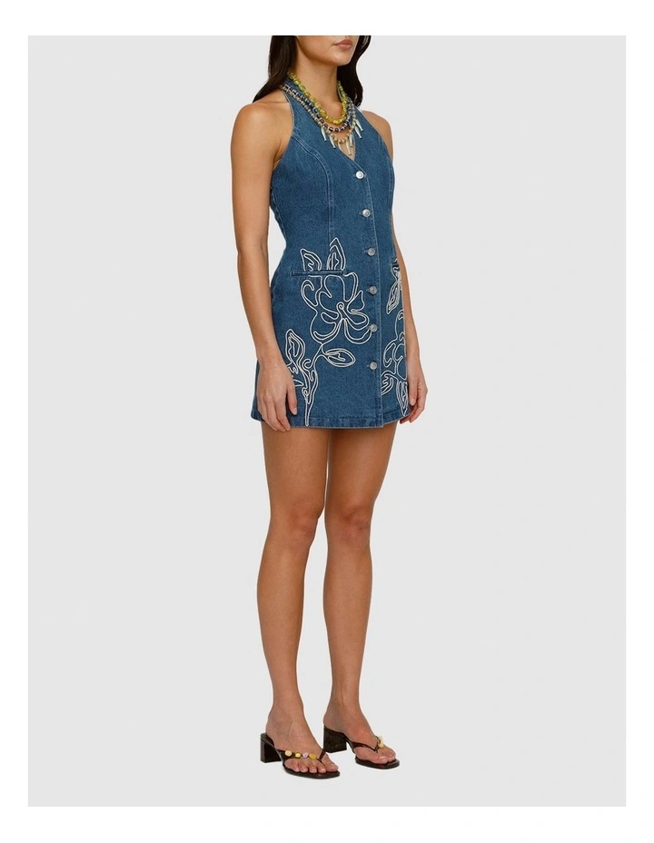 Wynn Denim Mini Dress in Blue image 4
