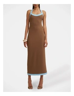 Colette Halter Midi Dress in Brown